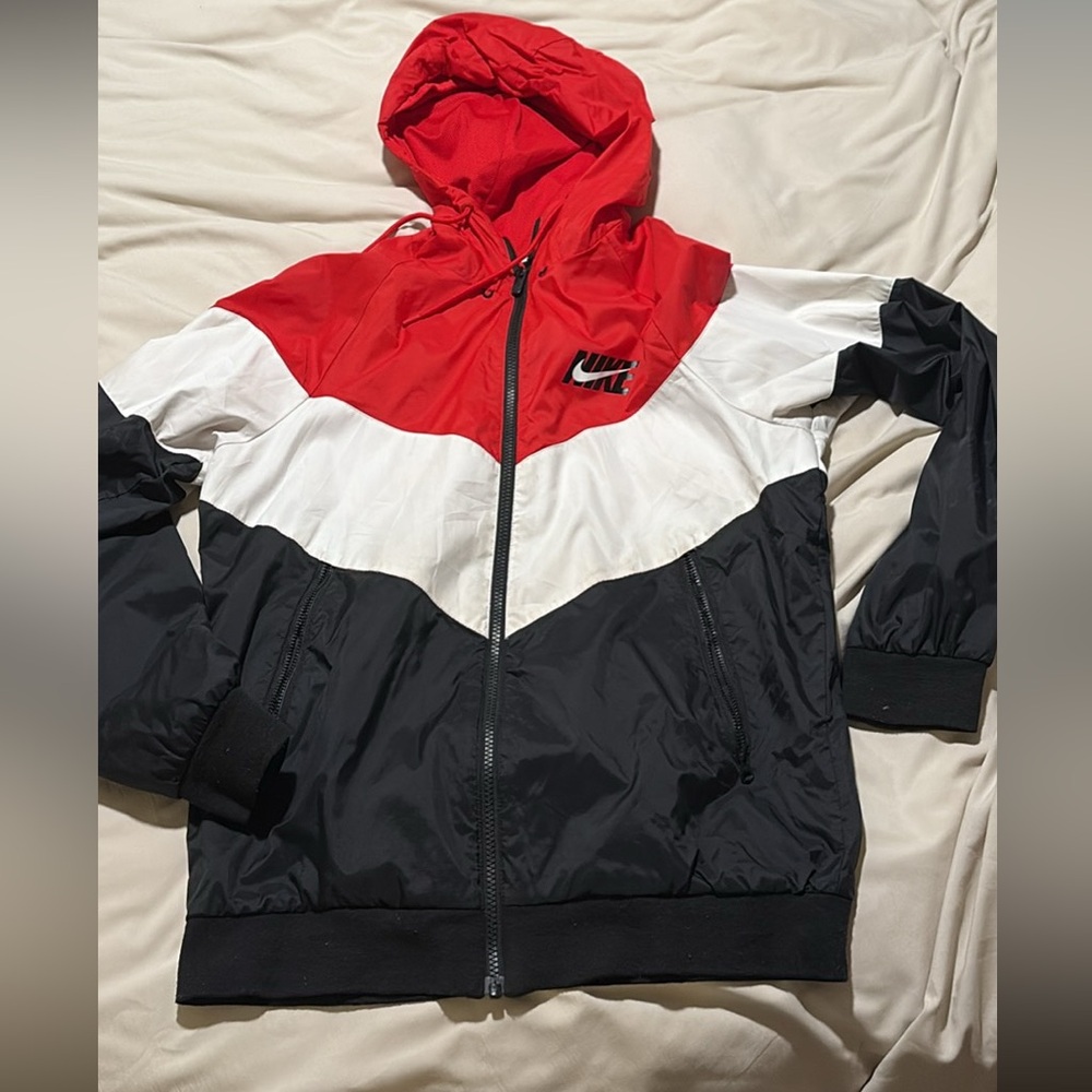 Vintage Nike Red and Black Hooded Jacket